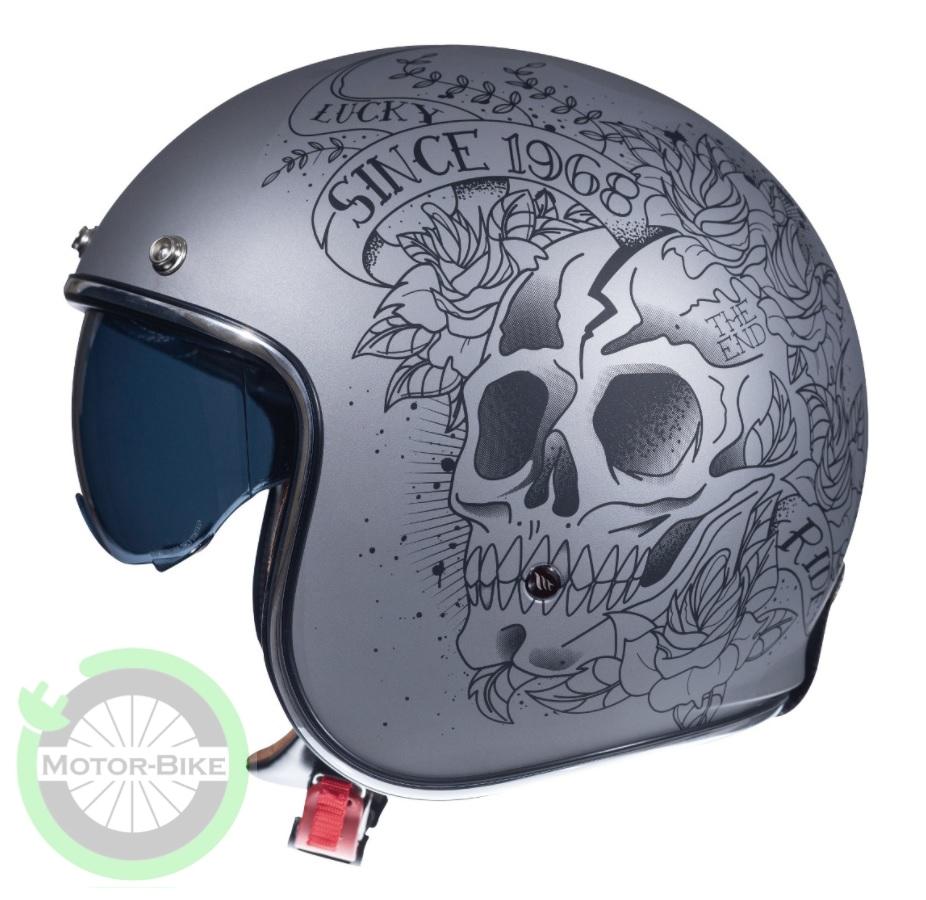 Casca MT LE MANS 2 SV SKULL & ROSE A2 NEGRU/GRI MAT