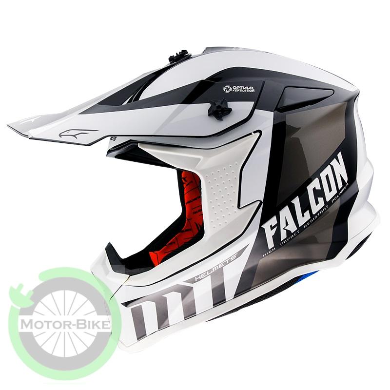 Casca MT FALCON WARRIOR B0 alb/negru lucios