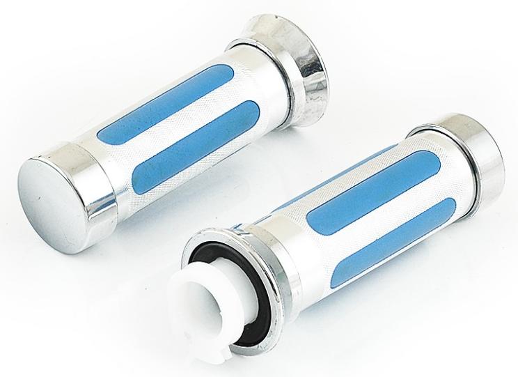 Mansoane moto ghidon cauciuc+plastic INOX BLUE