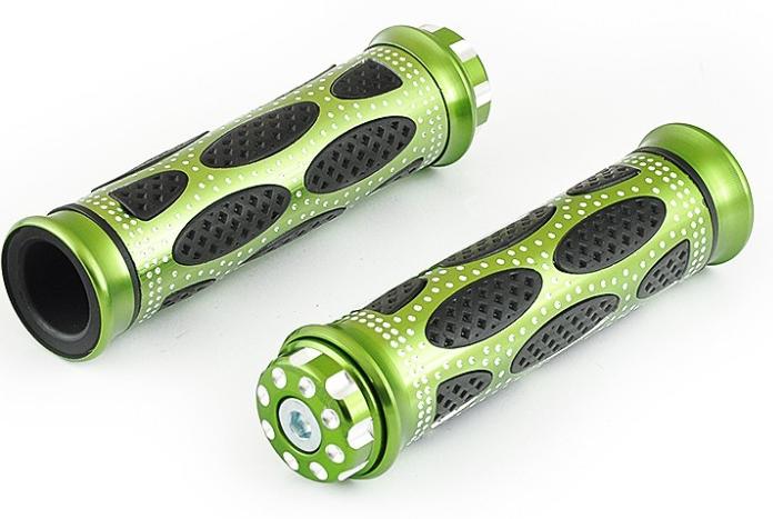 Mansoane moto ghidon cauciuc+plastic INOX GREEN