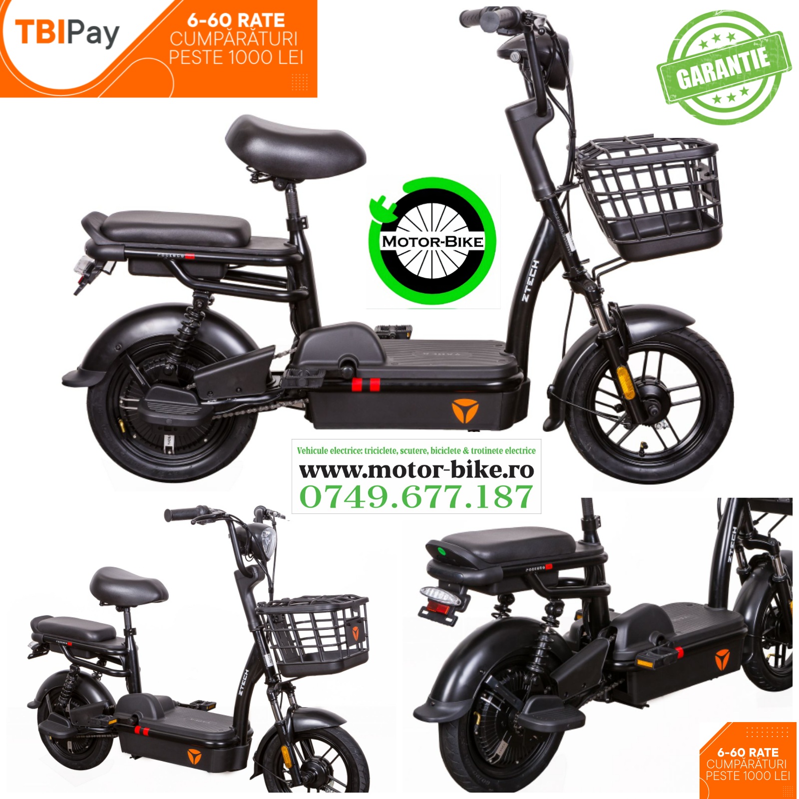 Bicicleta Electrica ZT02 Negru