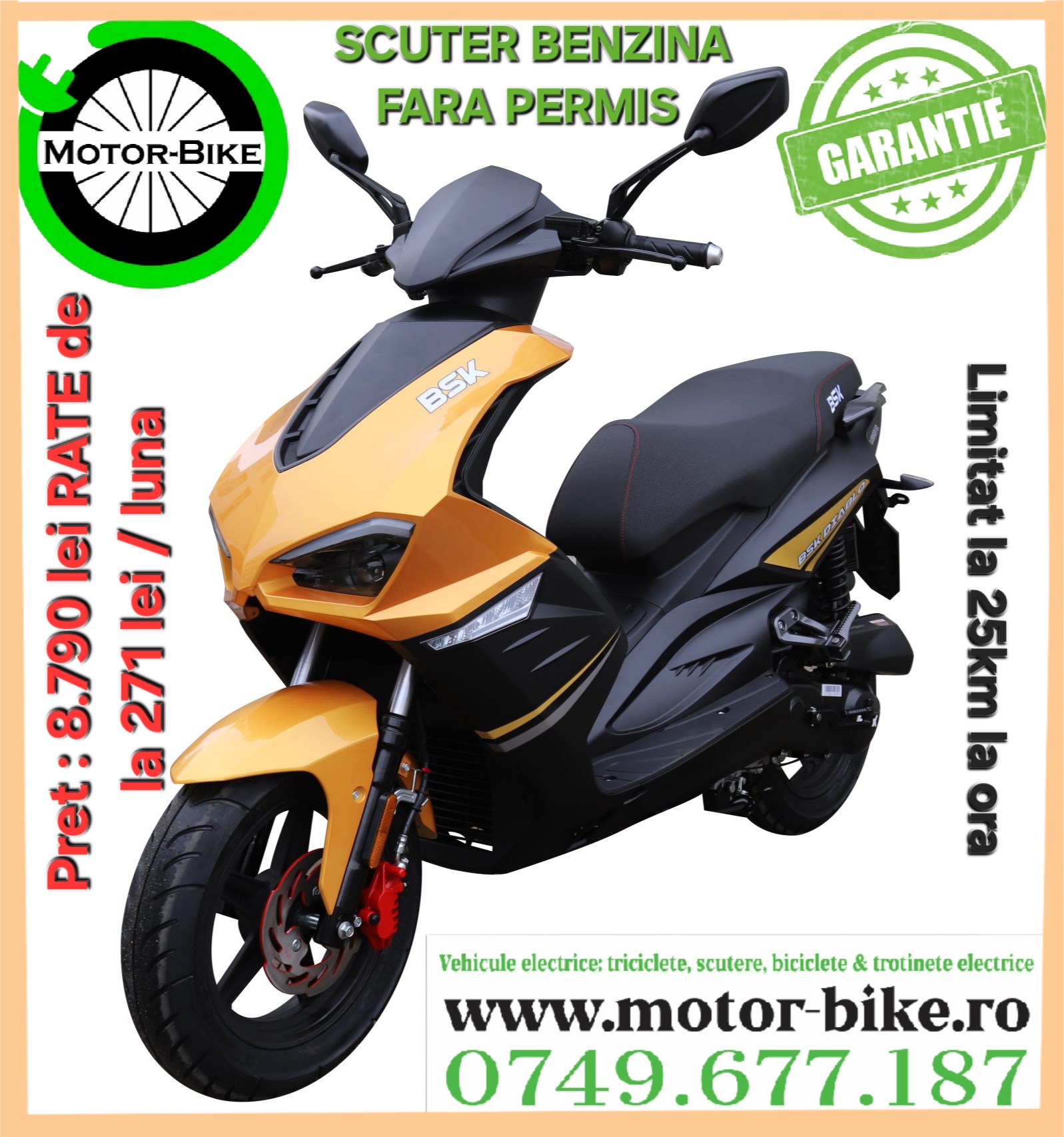 Scuter Benzina Diablo Orange 49cc